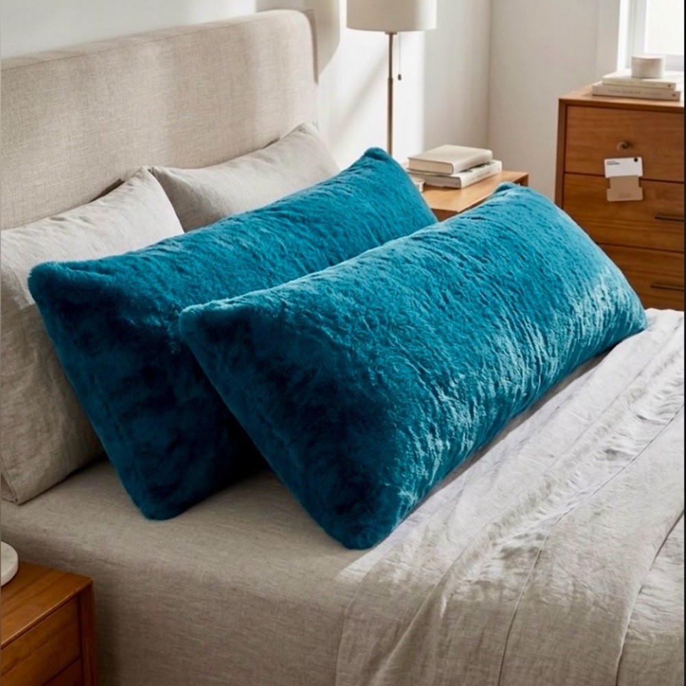 2 Room Essentials Plush Teal Pillow Covers very soft and comfy.